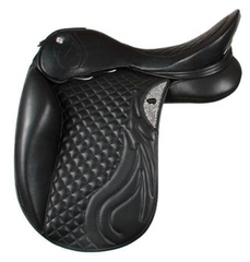 WOW Giant, High, Fixed-Block Dressage Flap in Designer on Fire Style and Swarovski crystal Bling Infill on Flap (example)