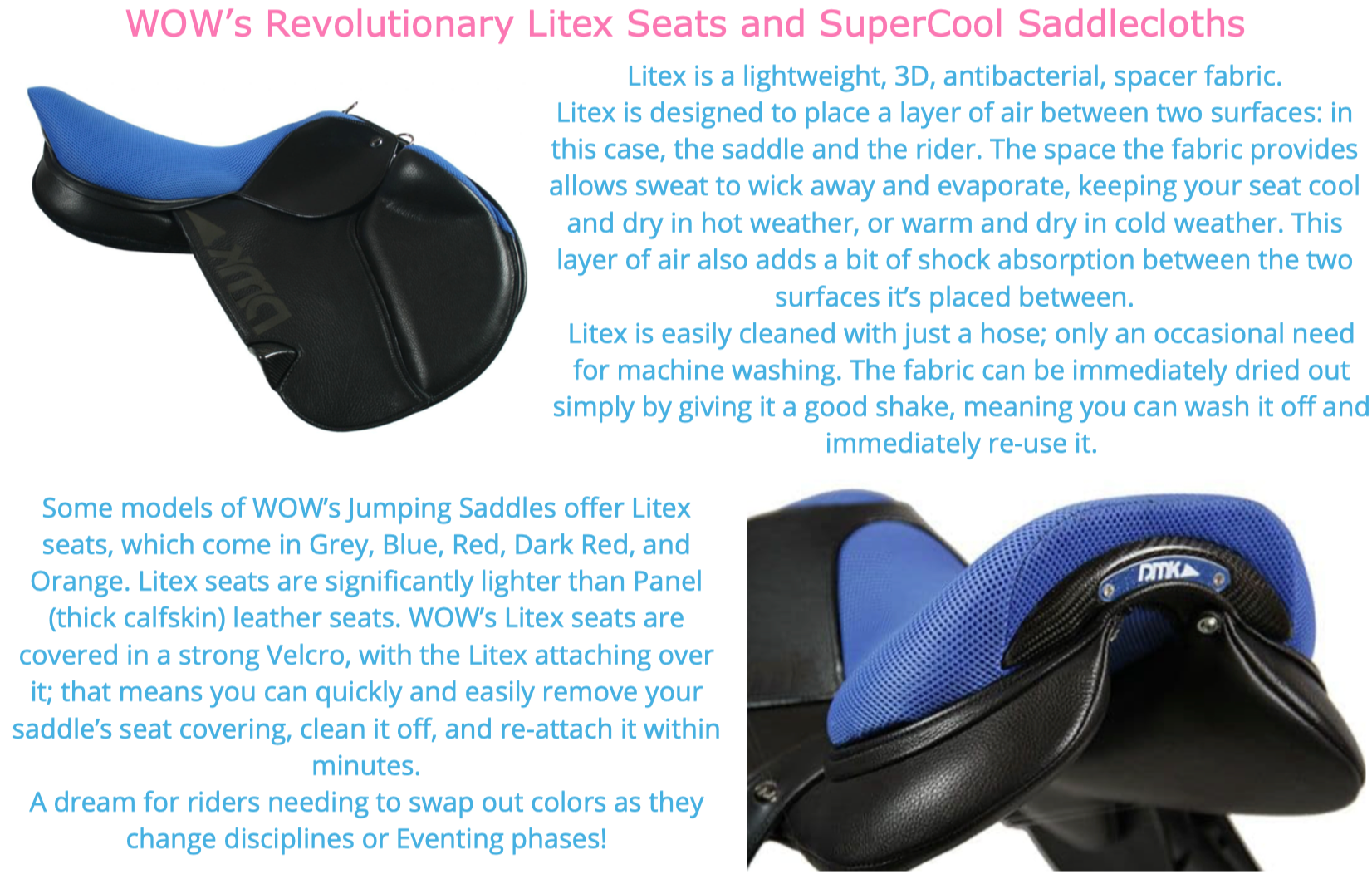 WOW Saddles with Litex Seats