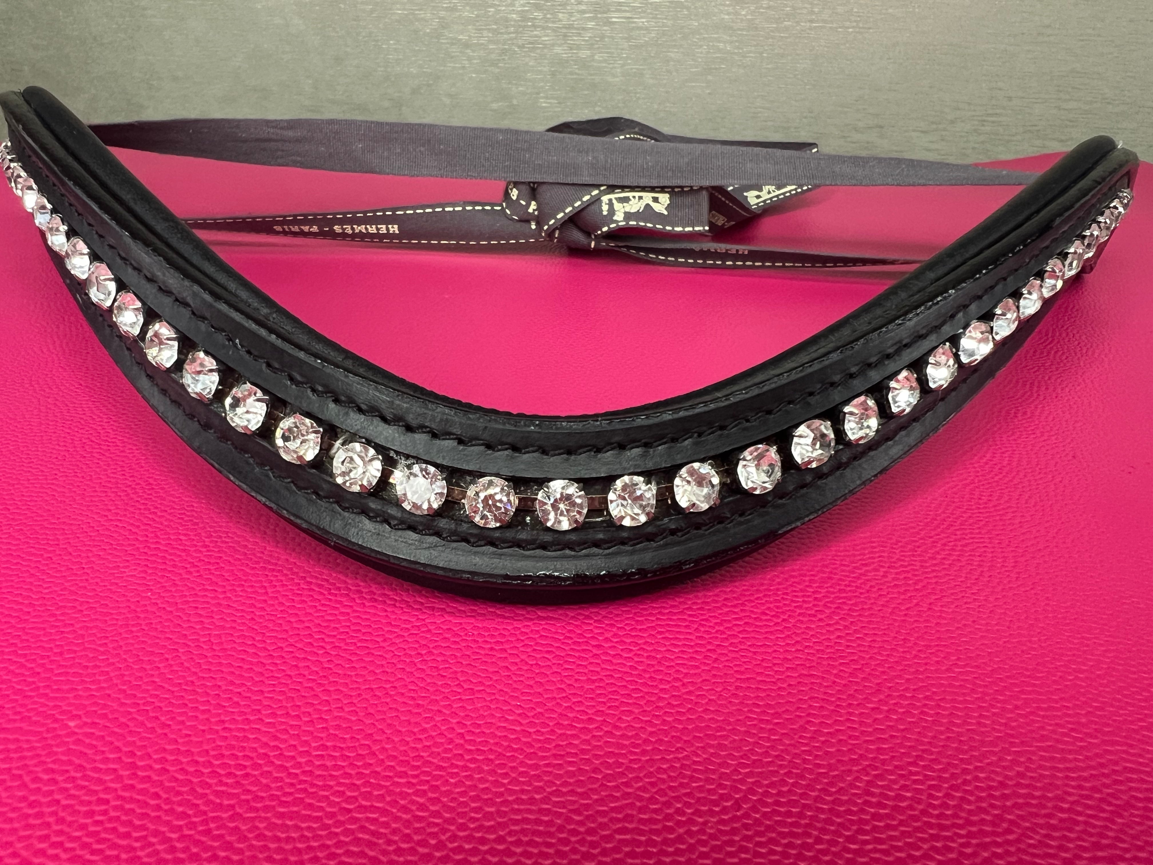 Custom Diamante leather dutch drop browband