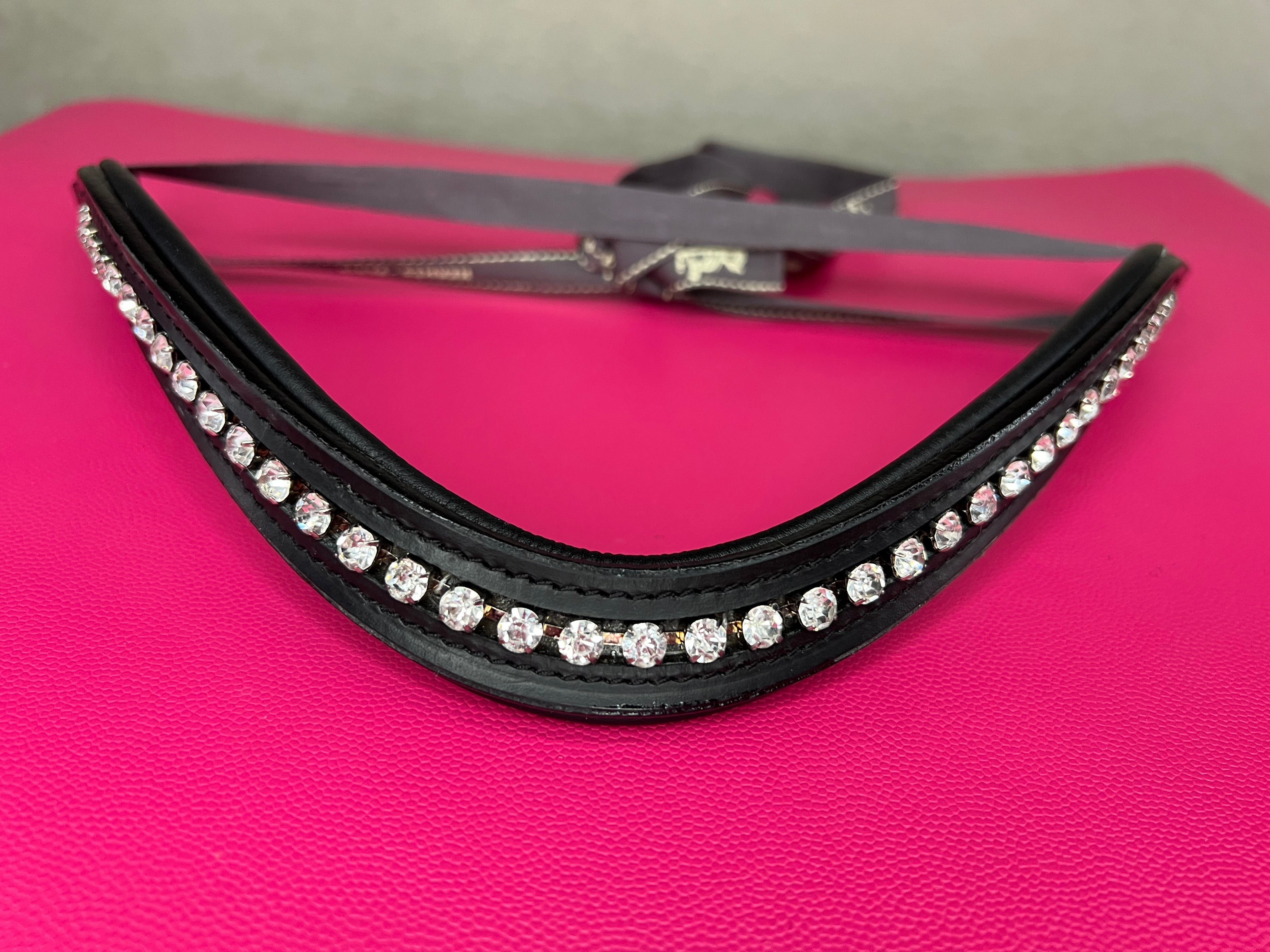 Custom Diamante leather dutch drop browband