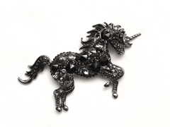 Midnight Crystal Unicorn Stock Pin Brooch