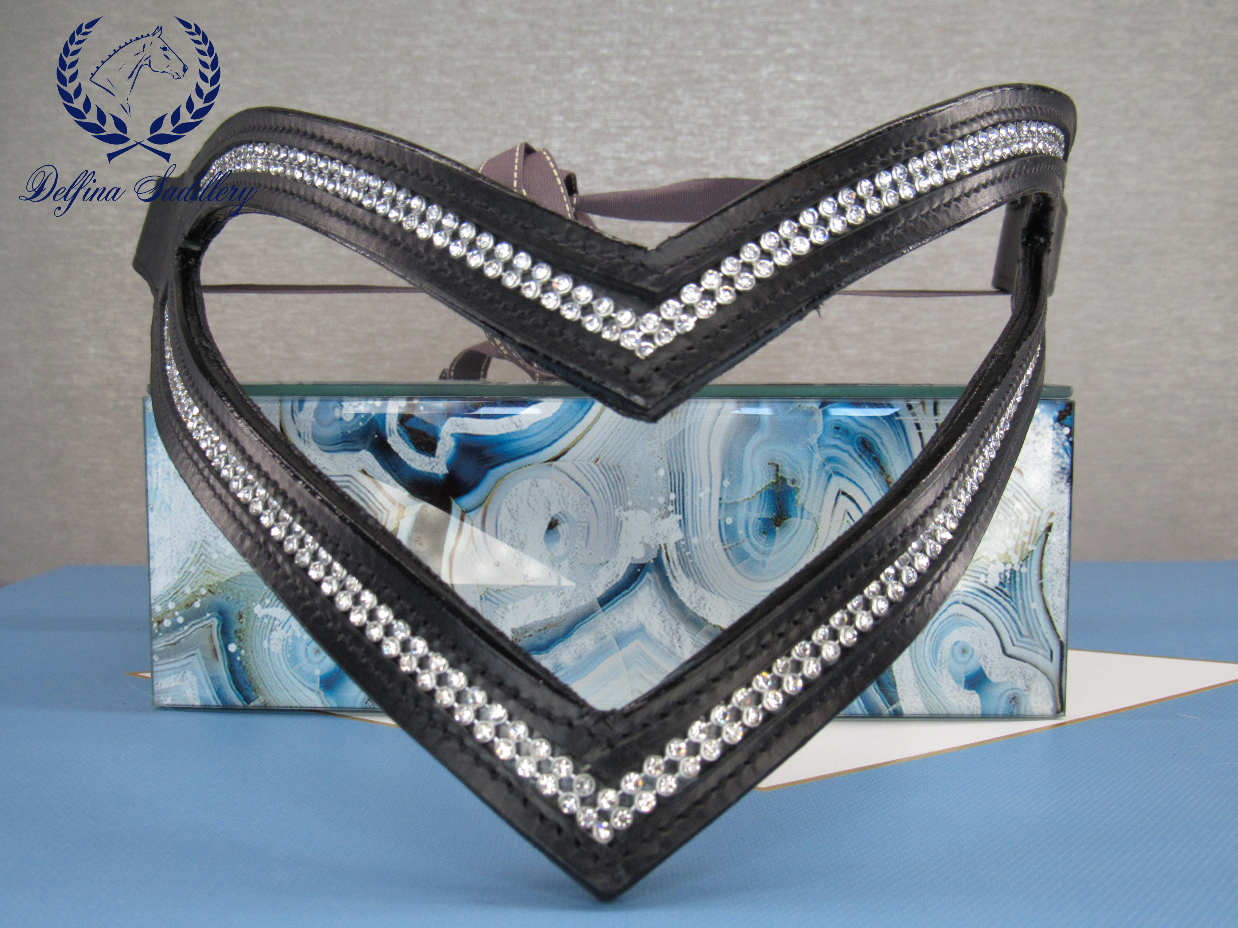 Custom Browband : Quadruple Diamonds! - 16"