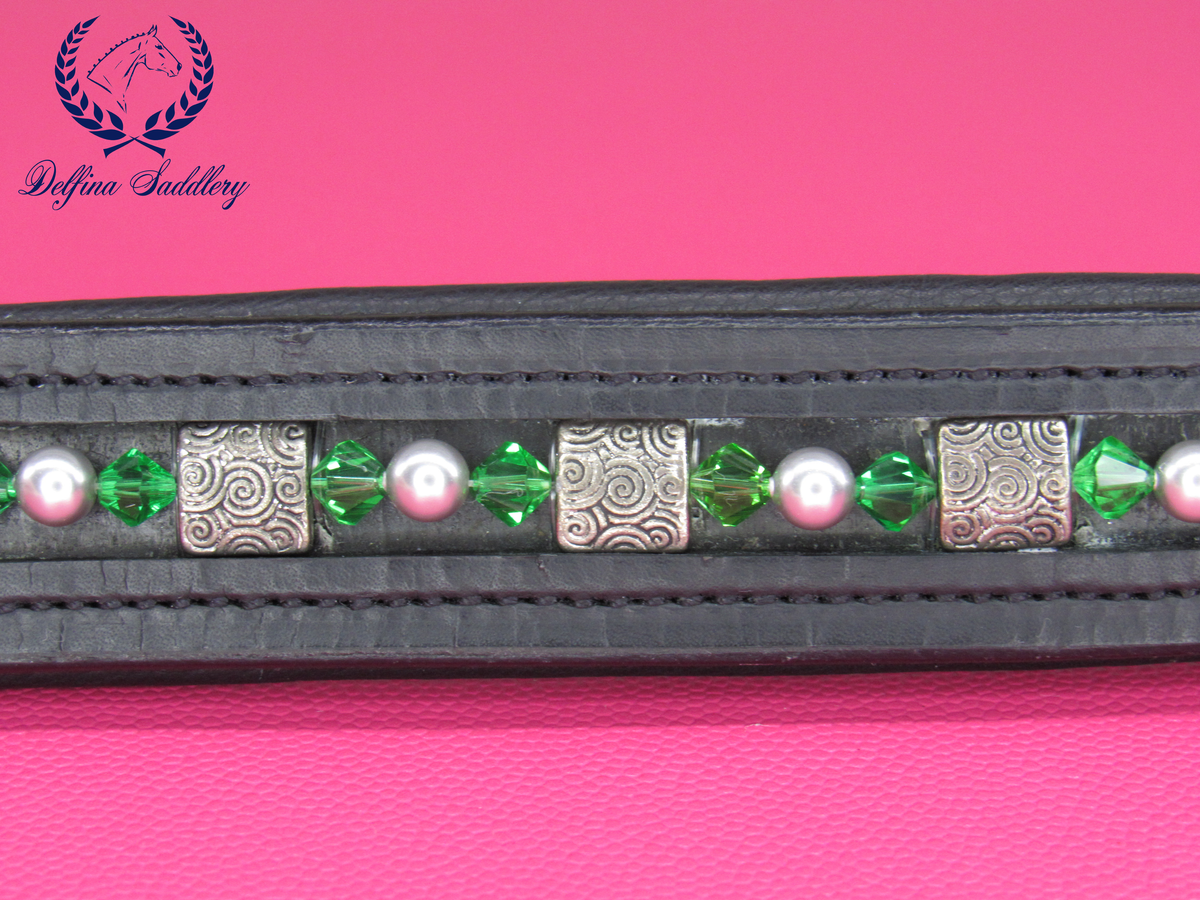 Custom Browband : Green Envy - 16.5"