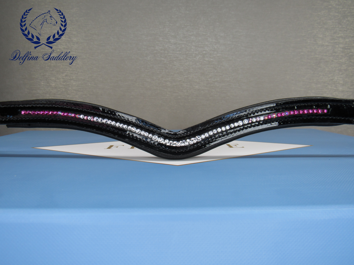 Patent Leather and Pink Crystal swarovski browband