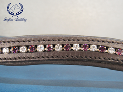 Custom Browband : Purple & Crystal Stones - 16.5"