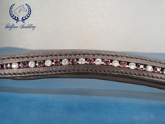 Custom Browband : Purple & Crystal Stones - 16.5"