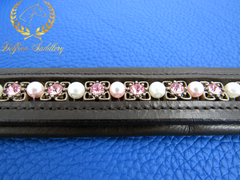 Custom Browband : Pink Pearls - 14.5"