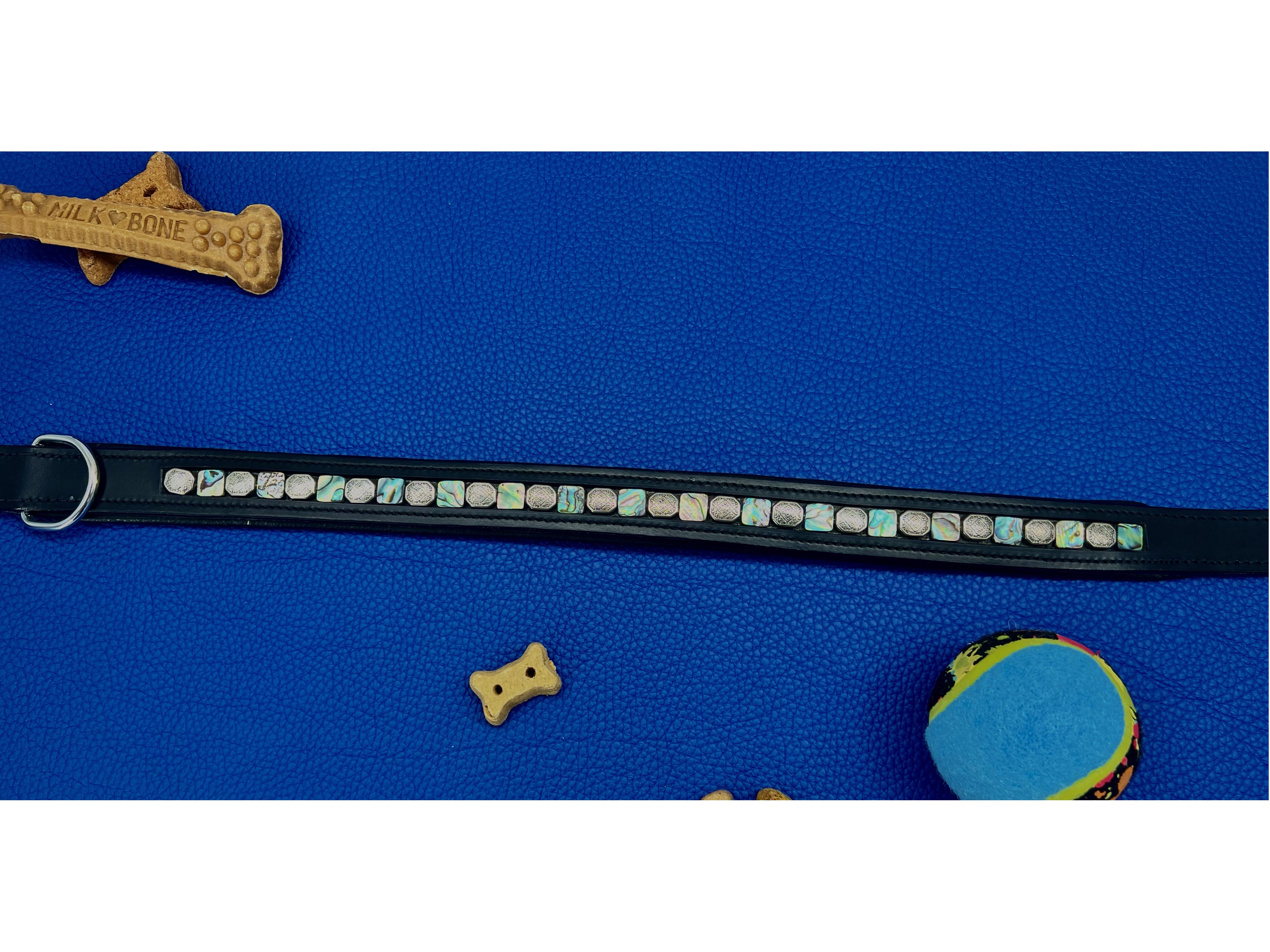 Abalone and Tibetan Silver Medallion Celtic Custom Dog Collar