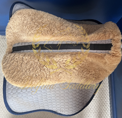 Custom Mattes Platinum EuroFit Dressage Pad - Grey, Blue & Gold