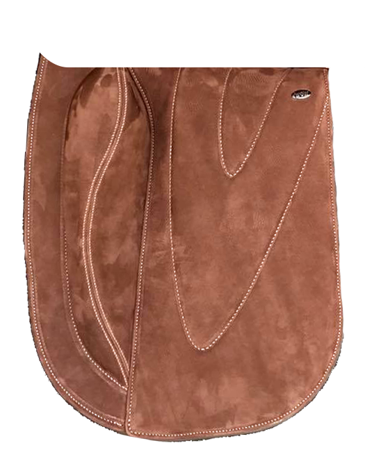 Seriously Straight Padded Dressage Flap in brown suede