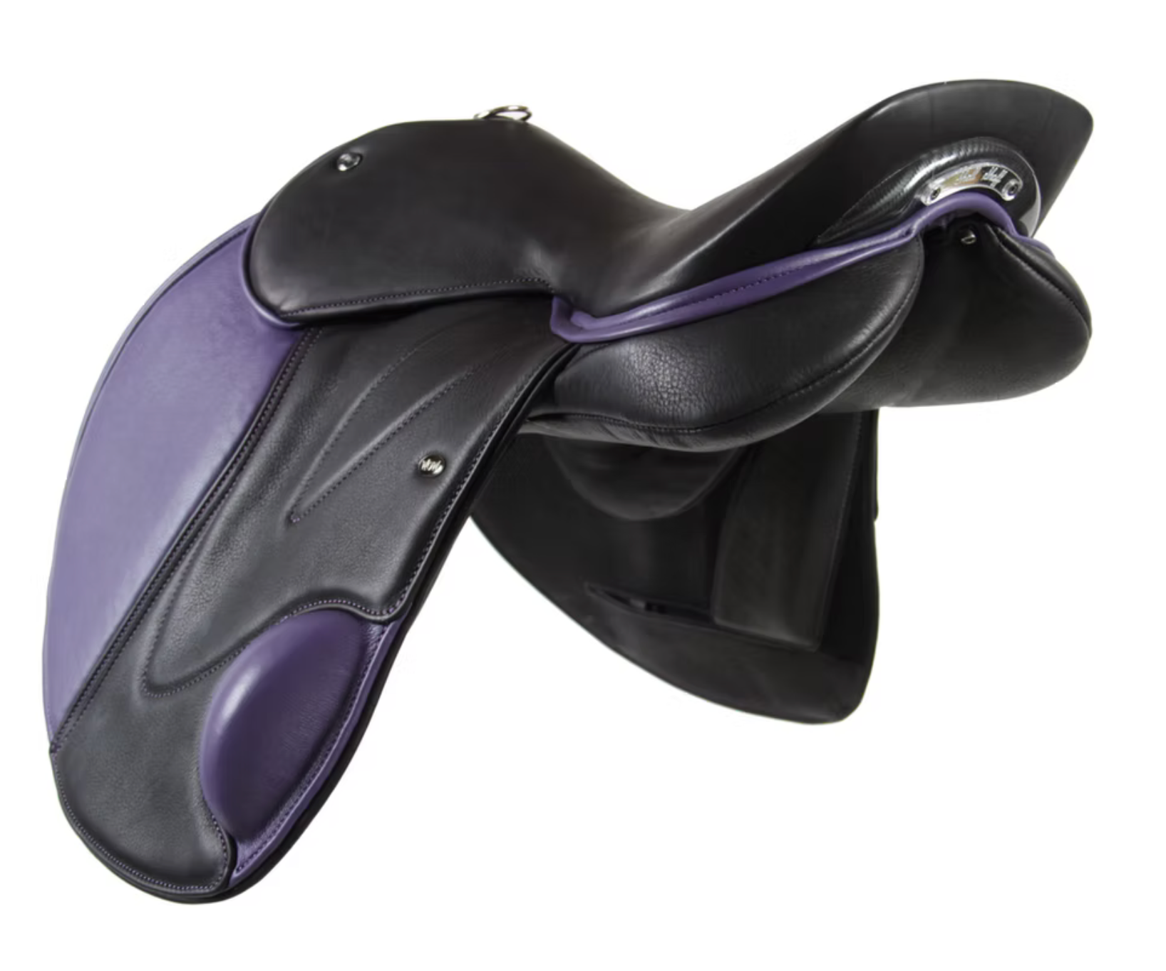 Customized Standard Competitor  Continental with Calf Block VSD Saddle with custom purple accents with calf block perfect for jumpers, pony clubbers and riding schools