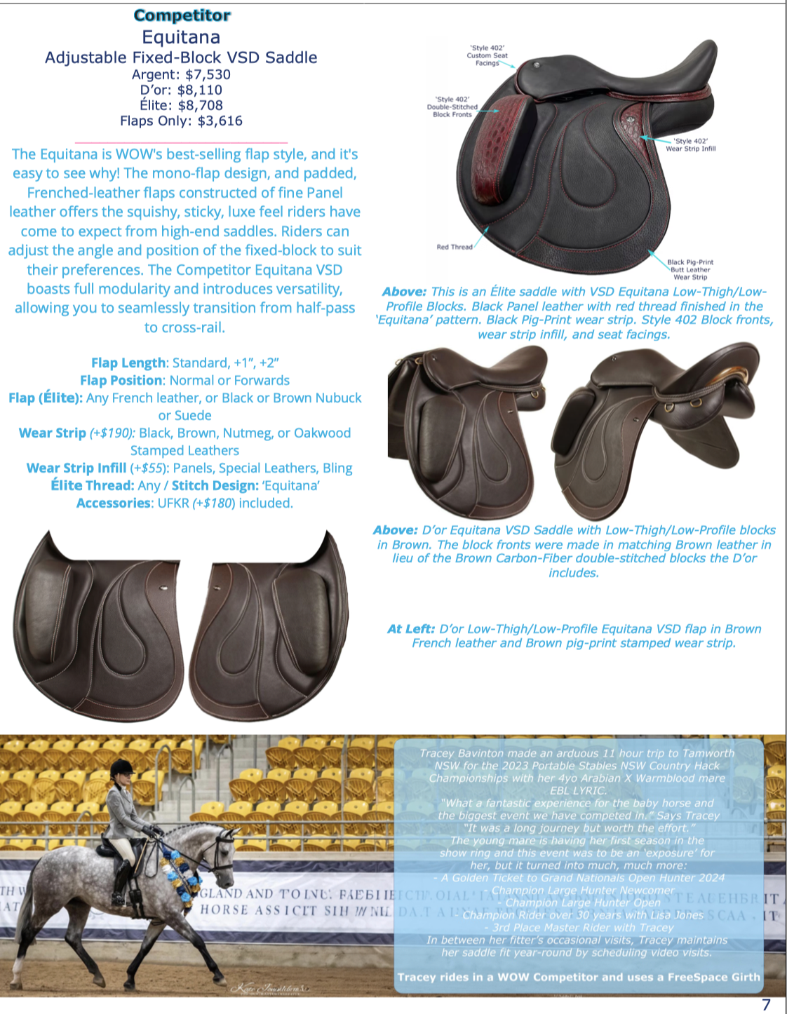 WOW Very-Slightly-Dressage (VSD) Saddle Catalog