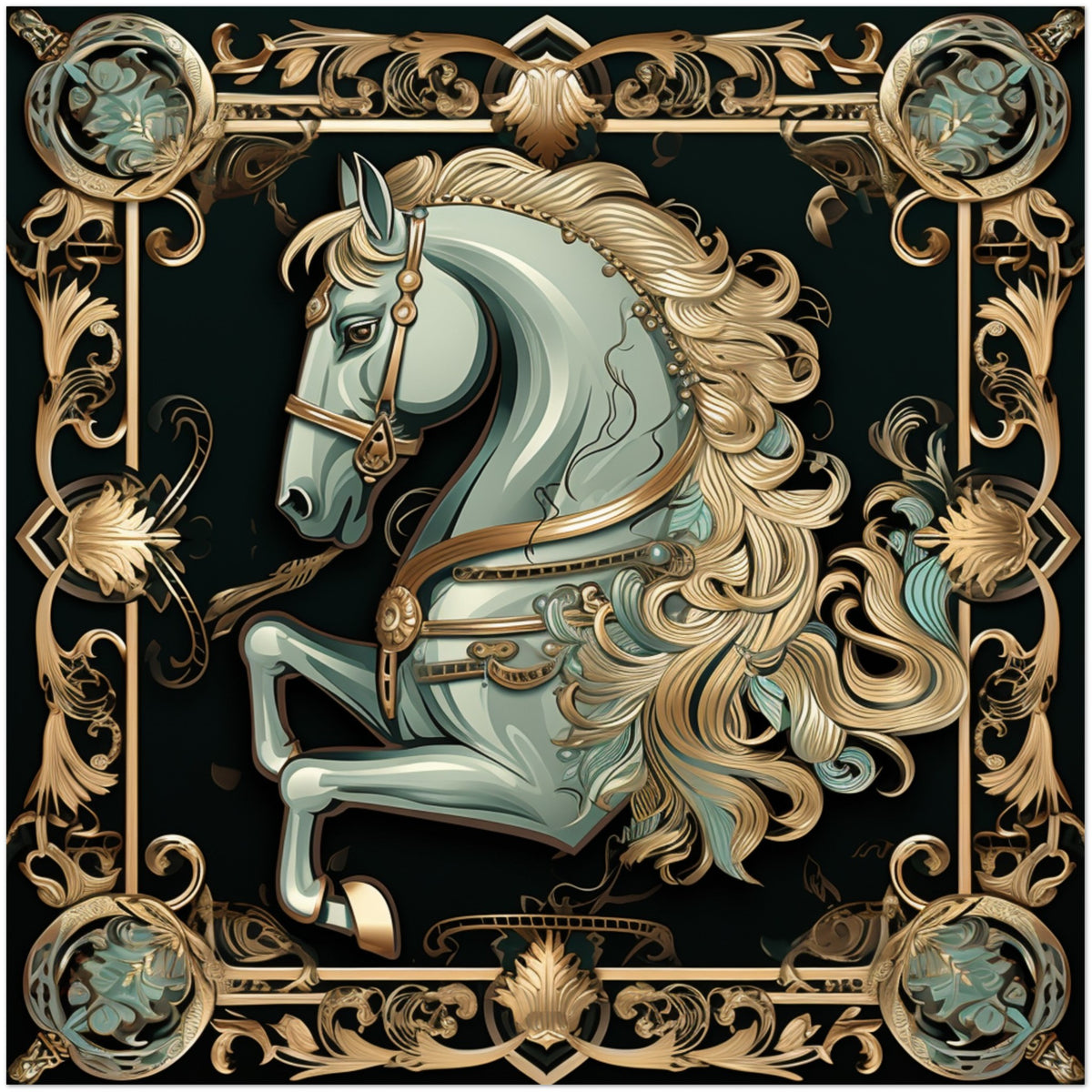 nouveau horse post card