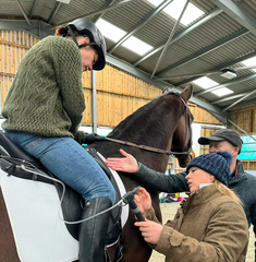 flair panels on a wow pinnacle dressage being adjusted during a fitting