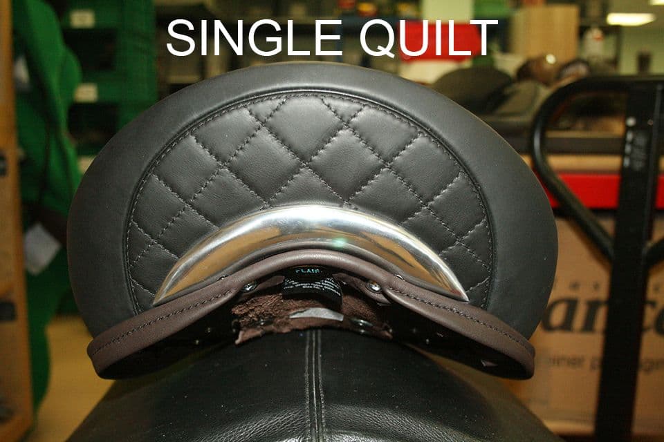 WOW Saddle's single quilt option stitched into the cantle infill custom english riding saddles dressage